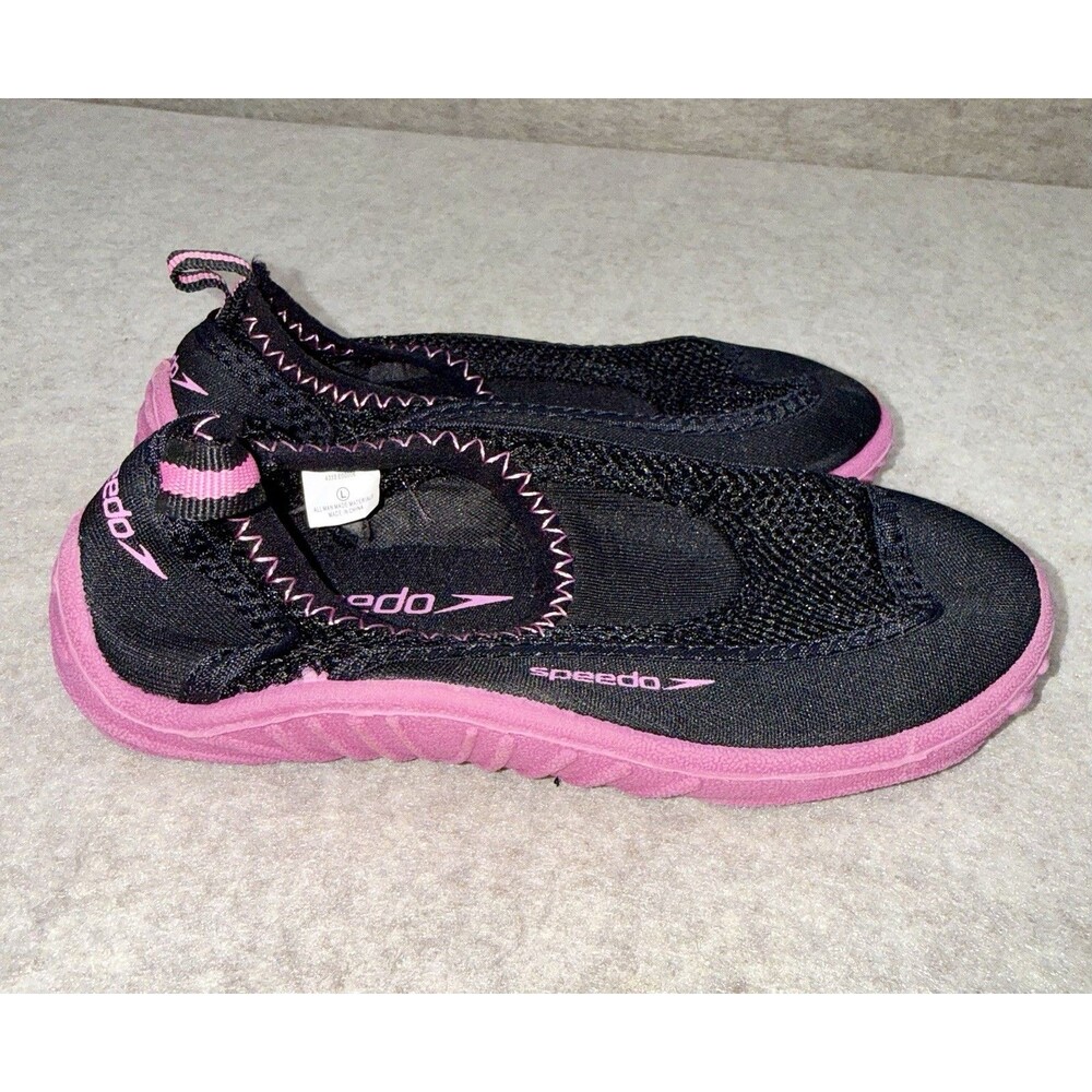 Speedo Toddler Size Large Girls Black Pink Water Shoes Rubber Bottom